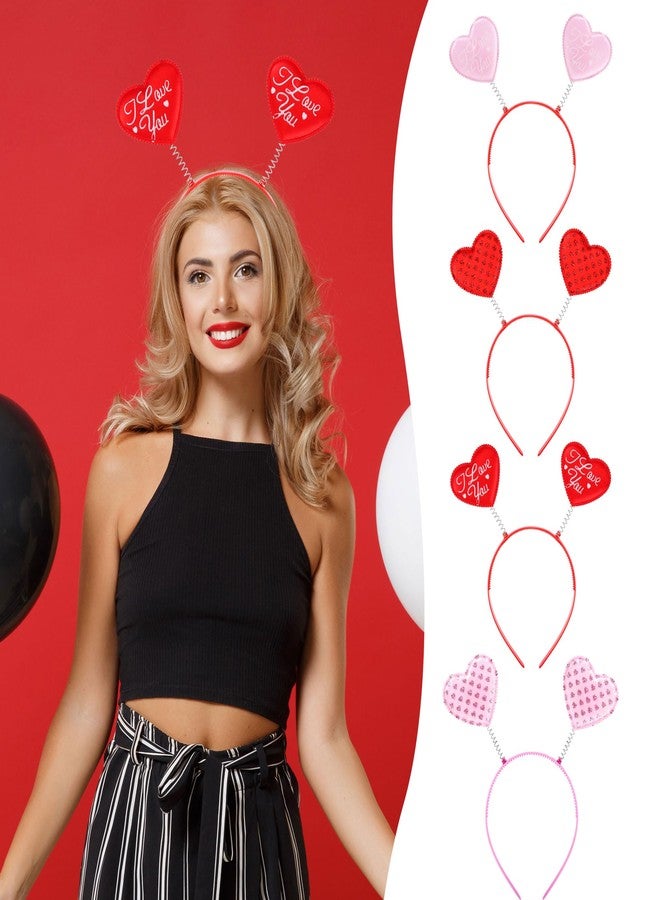 Restroma 16 Pcs Valentine Headbands Love Heart Antenna Hair Headpiece Red Heart Bopper for Women Girls Valentines Party Decor Photo Props - Image 3